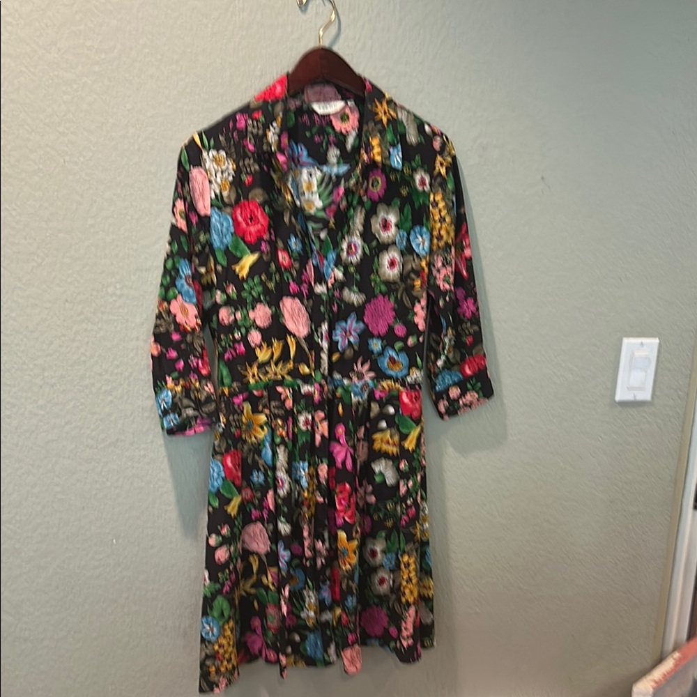 Silk Floral Button-Up Dress